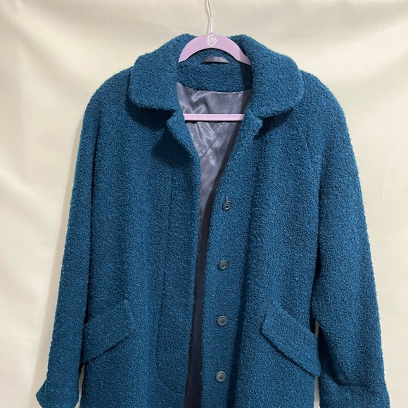 Utex Vintage winter coat popcorn material blue EUC. Sz 6 lined deep pockets - Picture 2 of 13